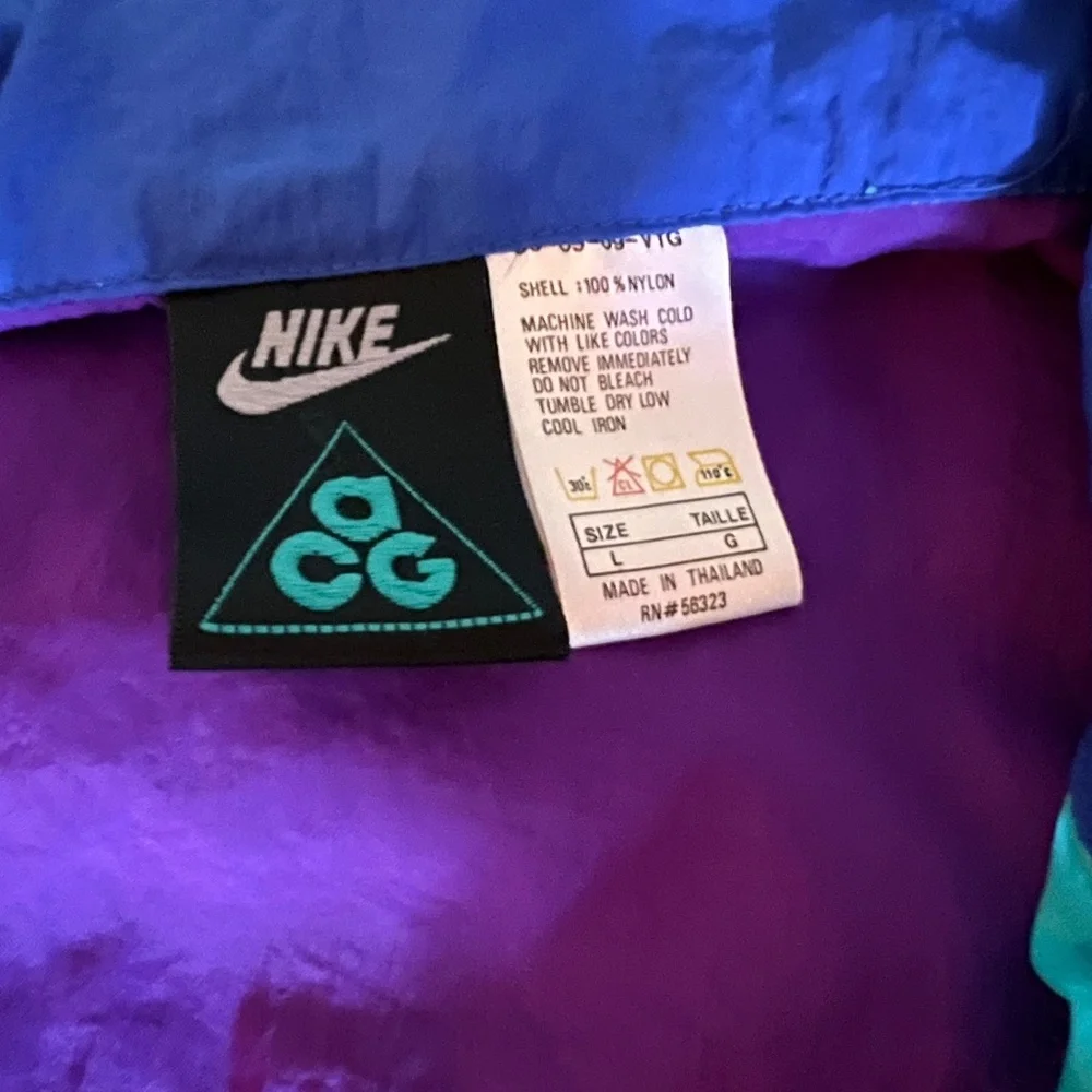 Vintage Adidas ACG Pullover Windbreaker Color: Turquoise Blue and Purple Size: L - Picture 6 of 14